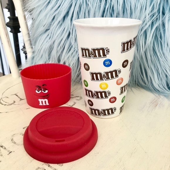 M&M's, Candy, 2016 Ceramic Travel Mug, With Silicon Lid & Holder, Nice Condition - Picture 3 of 10